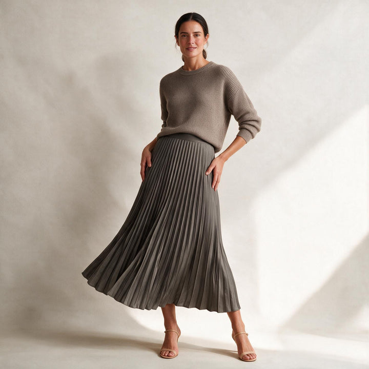 Jacky Pleated Midi Skirt